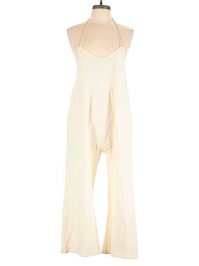 STUDIO TIA 100% Cotton Lightweight Cream Wide Leg Jumpsuit One Size NWT